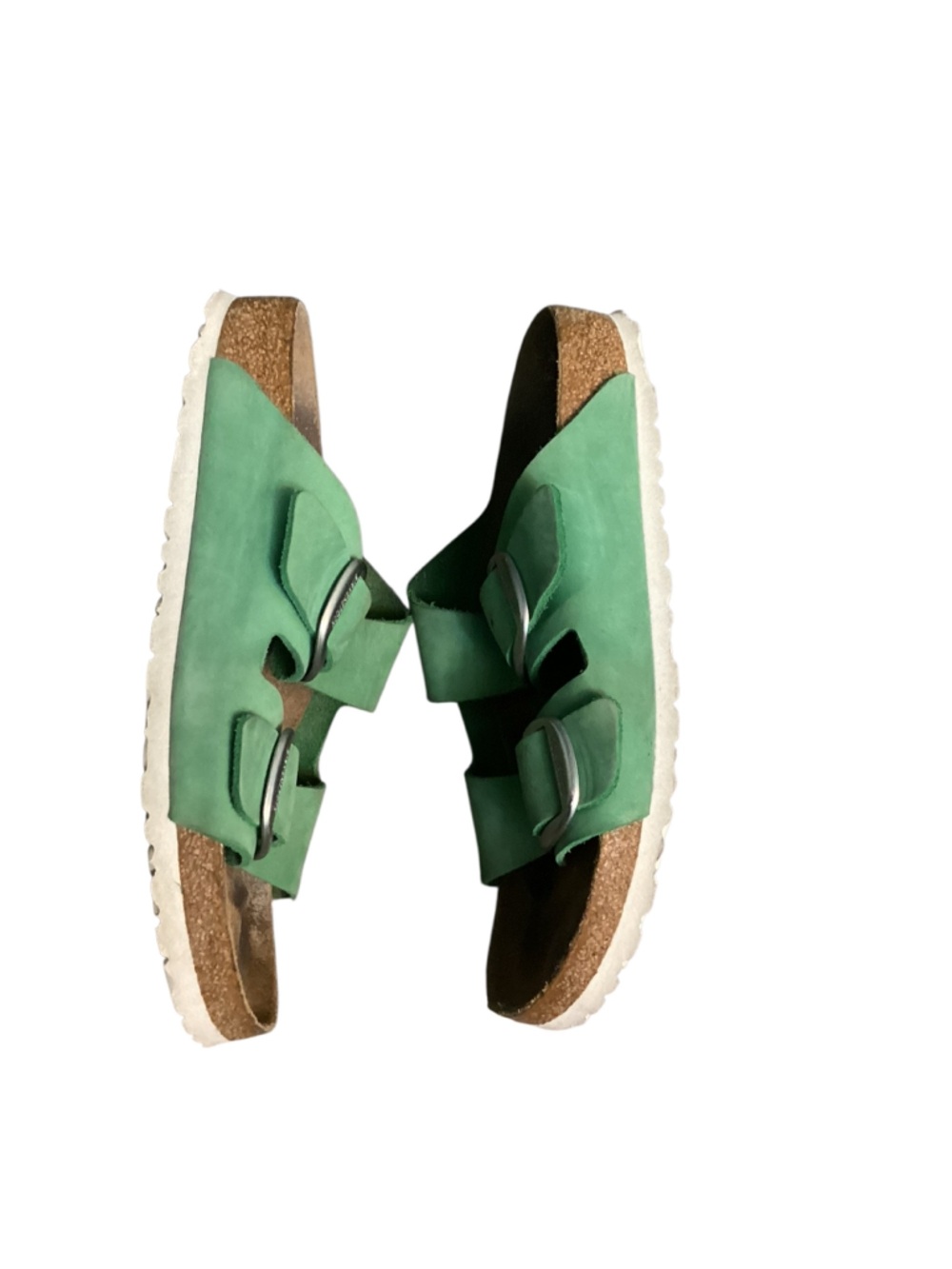 Birkenstock Arizona Big Buckle  Green Nubuck Sandals-2 - Picture 3 of 5